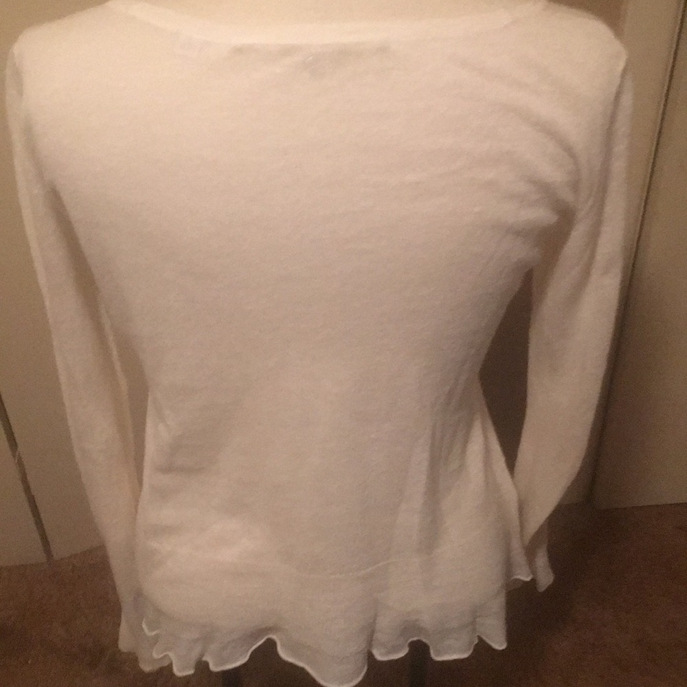 Anthropologie White Floral Sweater Thin and Delicate - Picture 2 of 3